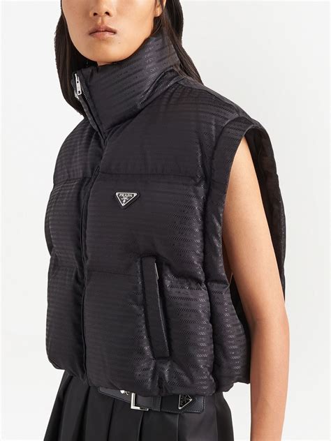 prada removable sleeves cropped puffer jacket|prada cropped cashmere down jacket.